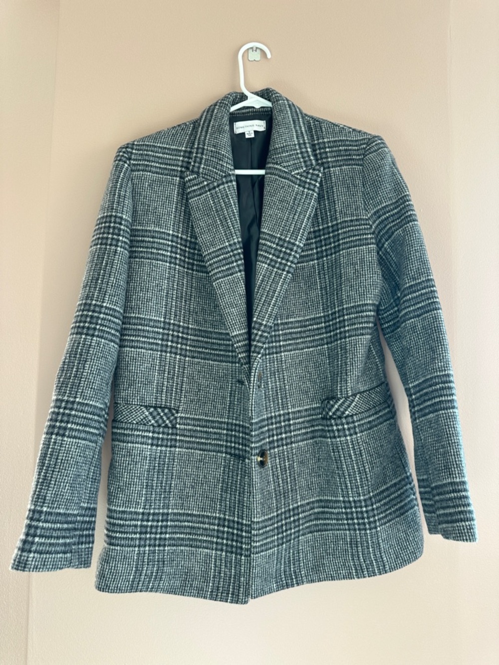 Something Navy Gray Plaid Blazer Jacket